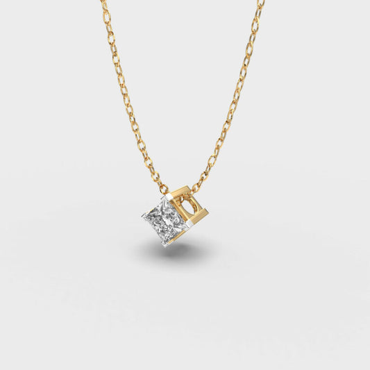 Pretty 1 Carat Princess Pendant (With Chain)