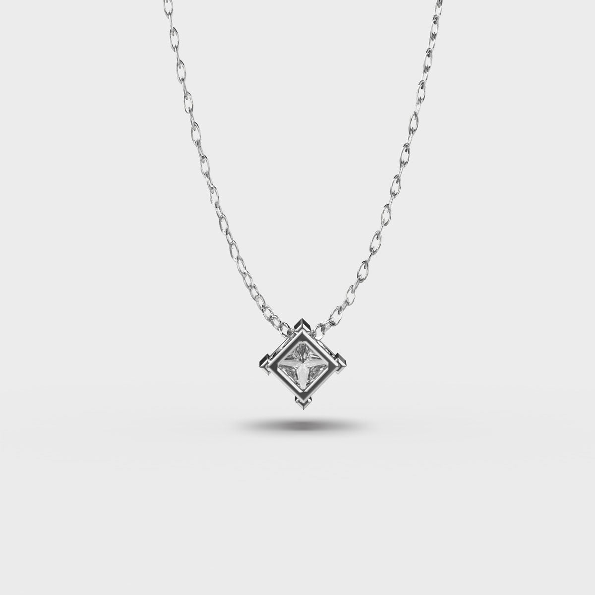 Pretty 1 Carat Princess Pendant (With Chain)