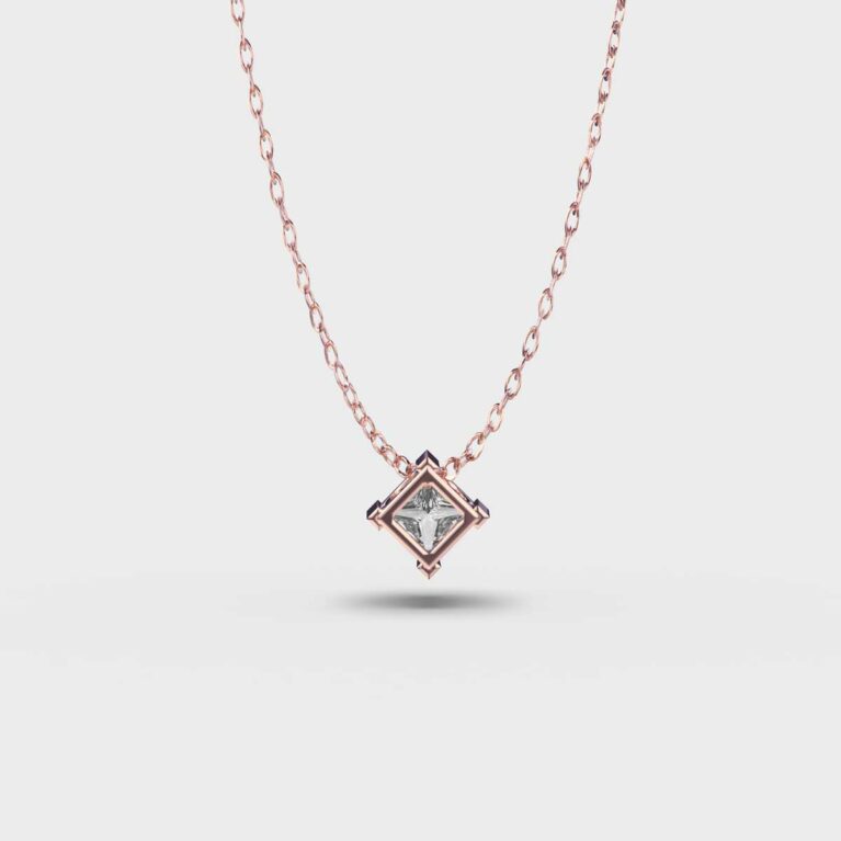 Pretty 1 Carat Princess Pendant (With Chain)