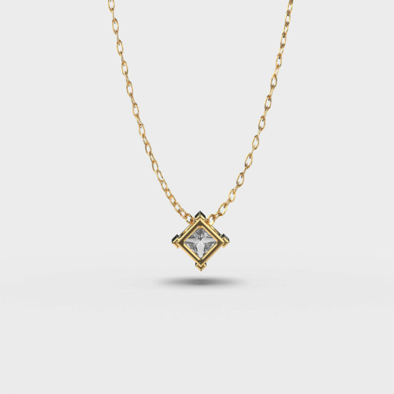 Pretty 1 Carat Princess Pendant (With Chain)