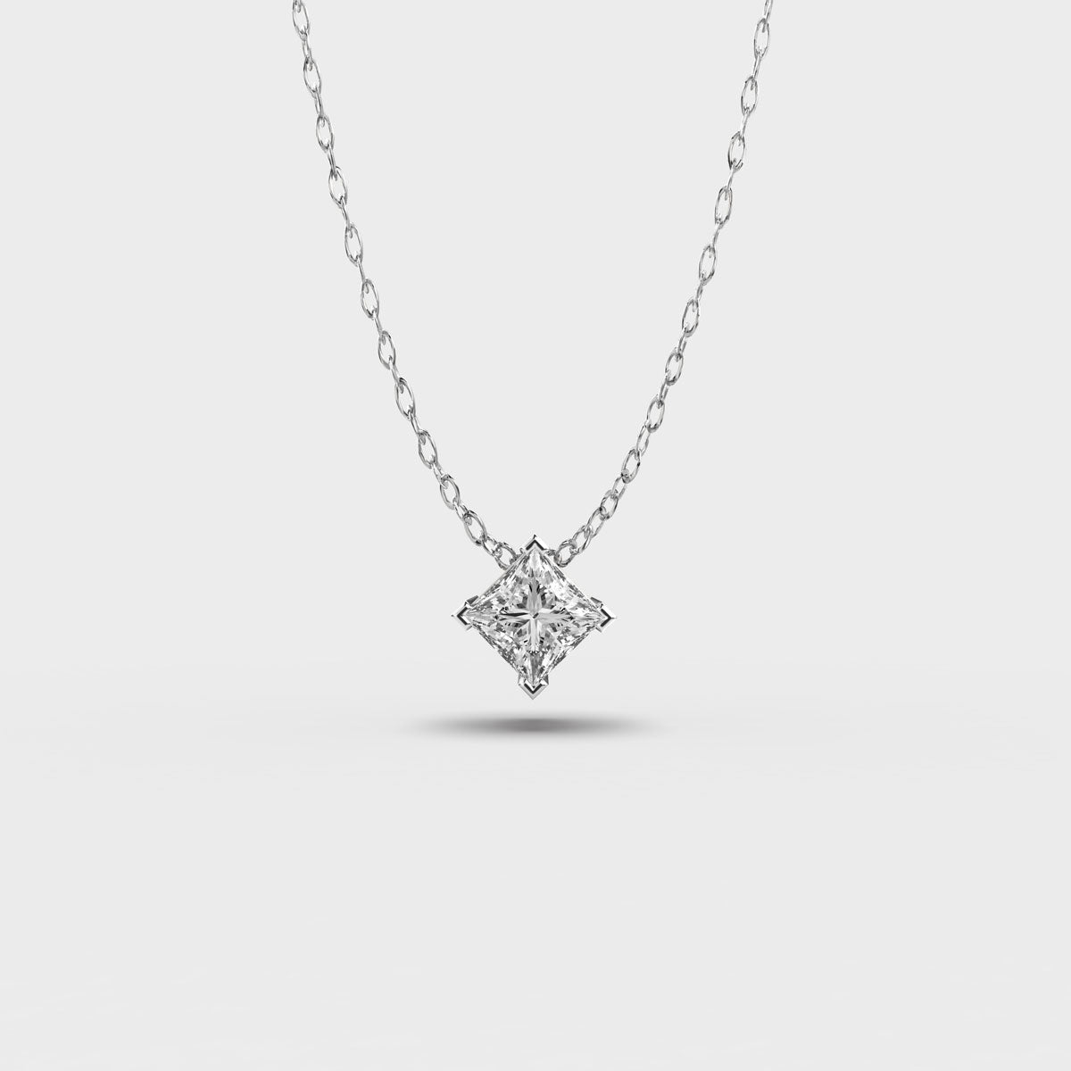 Pretty 1 Carat Princess Pendant (With Chain)