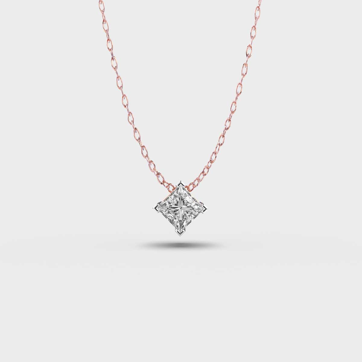 Pretty 1 Carat Princess Pendant (With Chain)