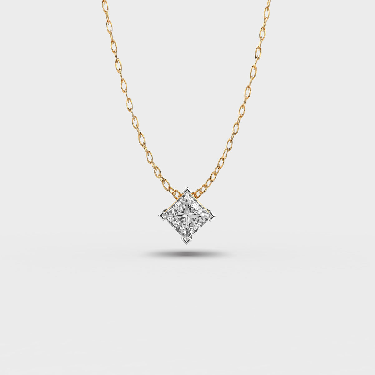 Pretty 1 Carat Princess Pendant (With Chain)
