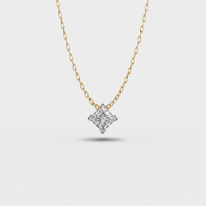 Pretty 1 Carat Princess Pendant (With Chain)