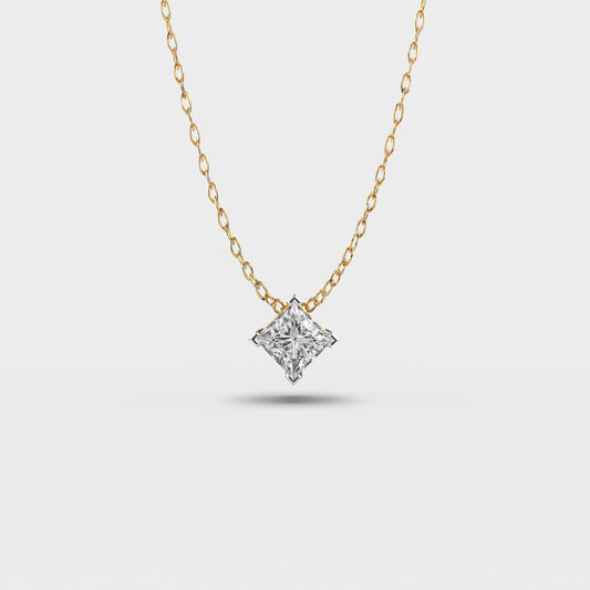 Pretty 1 Carat Princess Pendant (With Chain)