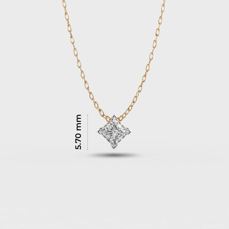 Pretty 1 Carat Princess Pendant (With Chain)