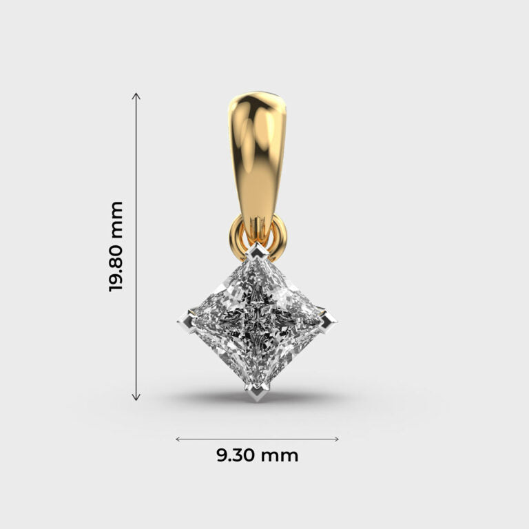 1 Carat Classic Princess Solitaire Pendant (Without Chain)