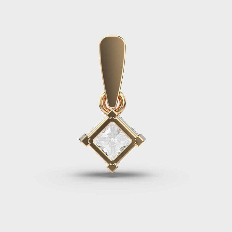 1 Carat Classic Princess Solitaire Pendant (Without Chain)