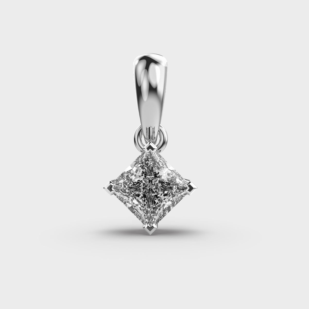 1 Carat Classic Princess Solitaire Pendant (Without Chain)