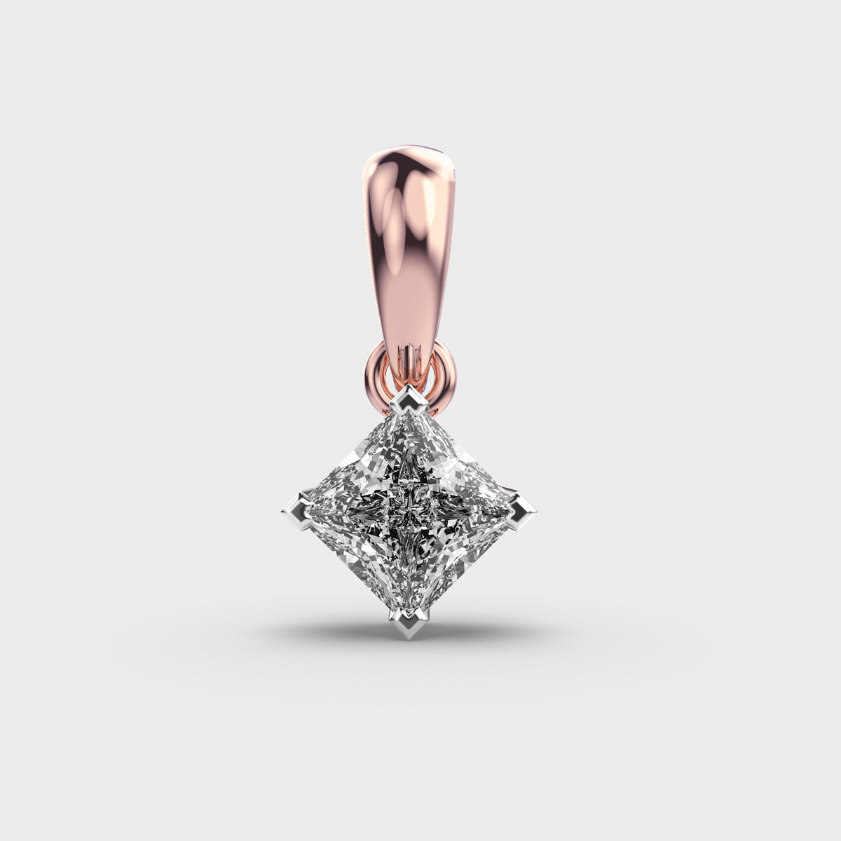 1 Carat Classic Princess Solitaire Pendant (Without Chain)
