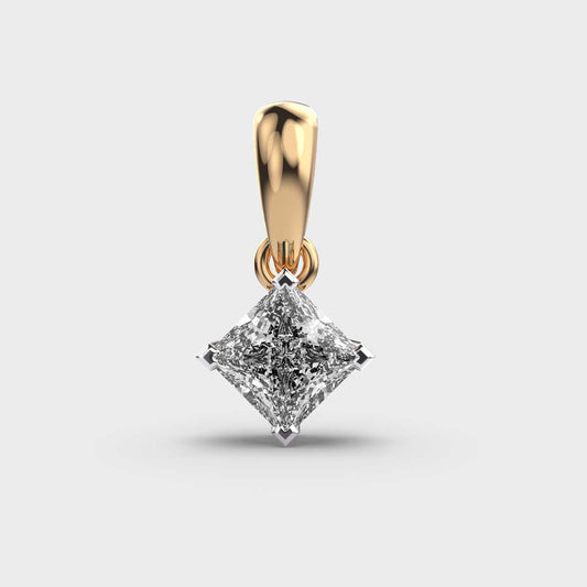 1 Carat Classic Princess Solitaire Pendant (Without Chain)