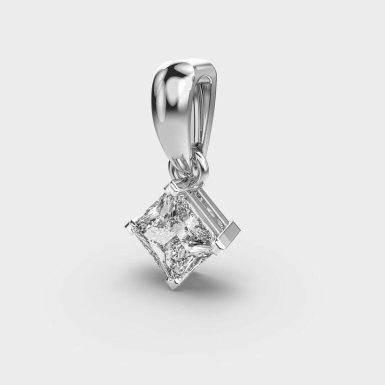 1 Carat Classic Princess Solitaire Pendant (Without Chain)