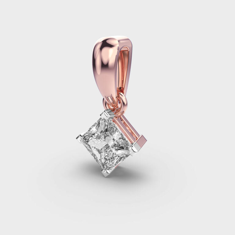 1 Carat Classic Princess Solitaire Pendant (Without Chain)
