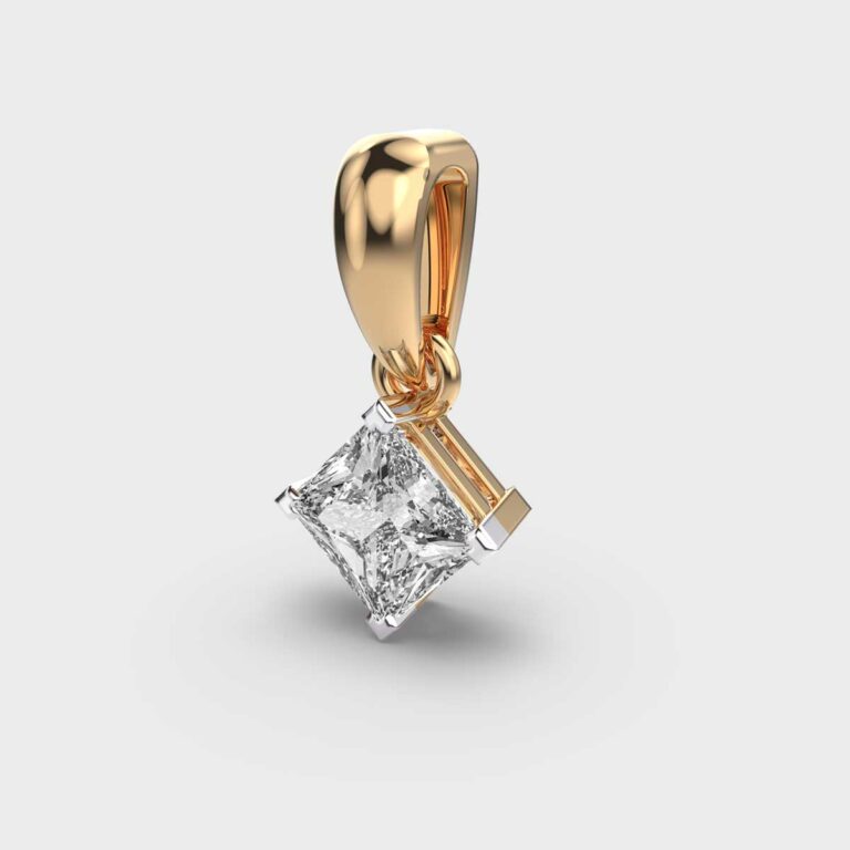 1 Carat Classic Princess Solitaire Pendant (Without Chain)