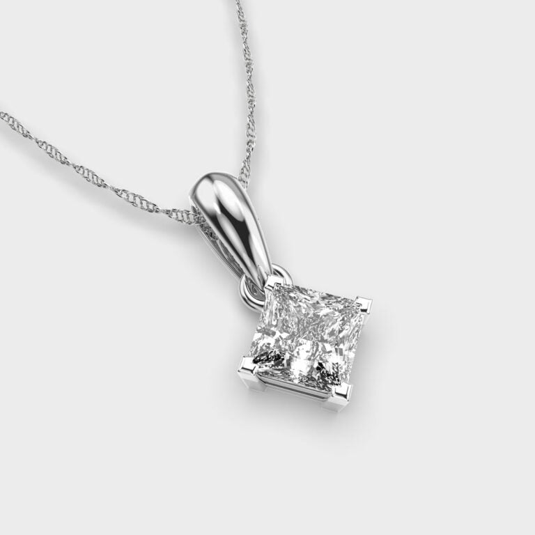 1 Carat Classic Princess Solitaire Pendant (Without Chain)
