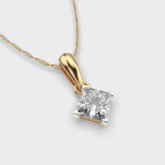 1 Carat Classic Princess Solitaire Pendant (Without Chain)