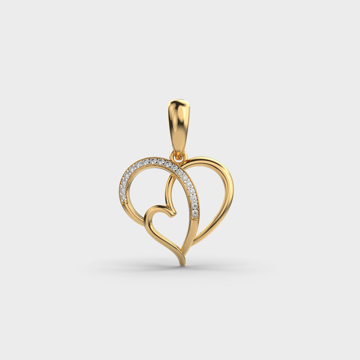 Love and Heart Diamond Pendant (Without Chain)
