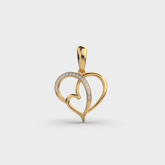 Love and Heart Diamond Pendant (Without Chain)