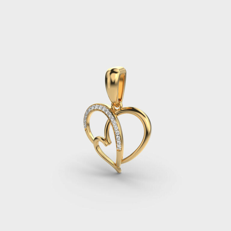 Love and Heart Diamond Pendant (Without Chain)