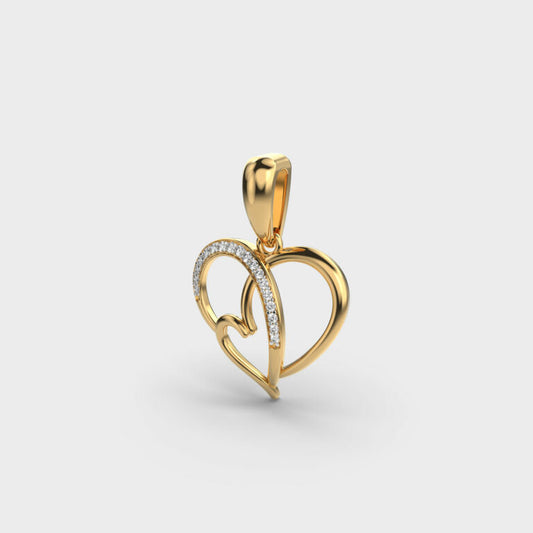 Love and Heart Diamond Pendant (Without Chain)
