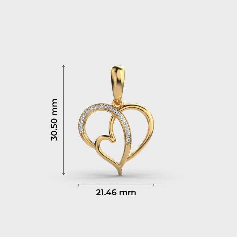 Love and Heart Diamond Pendant (Without Chain)