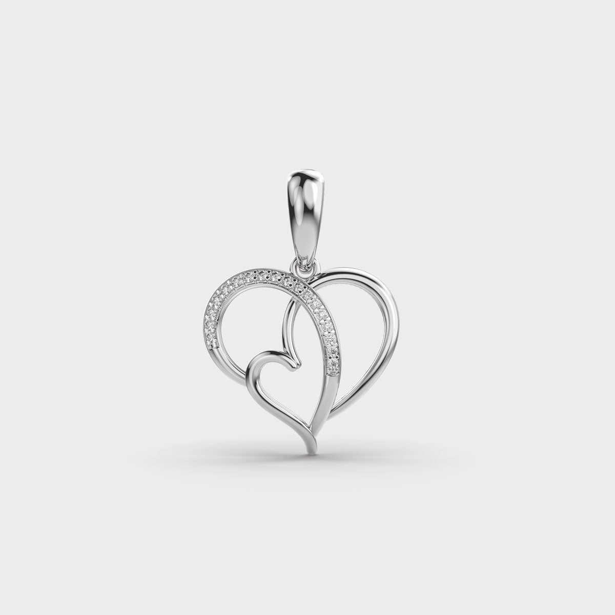 Love and Heart Diamond Pendant (Without Chain)
