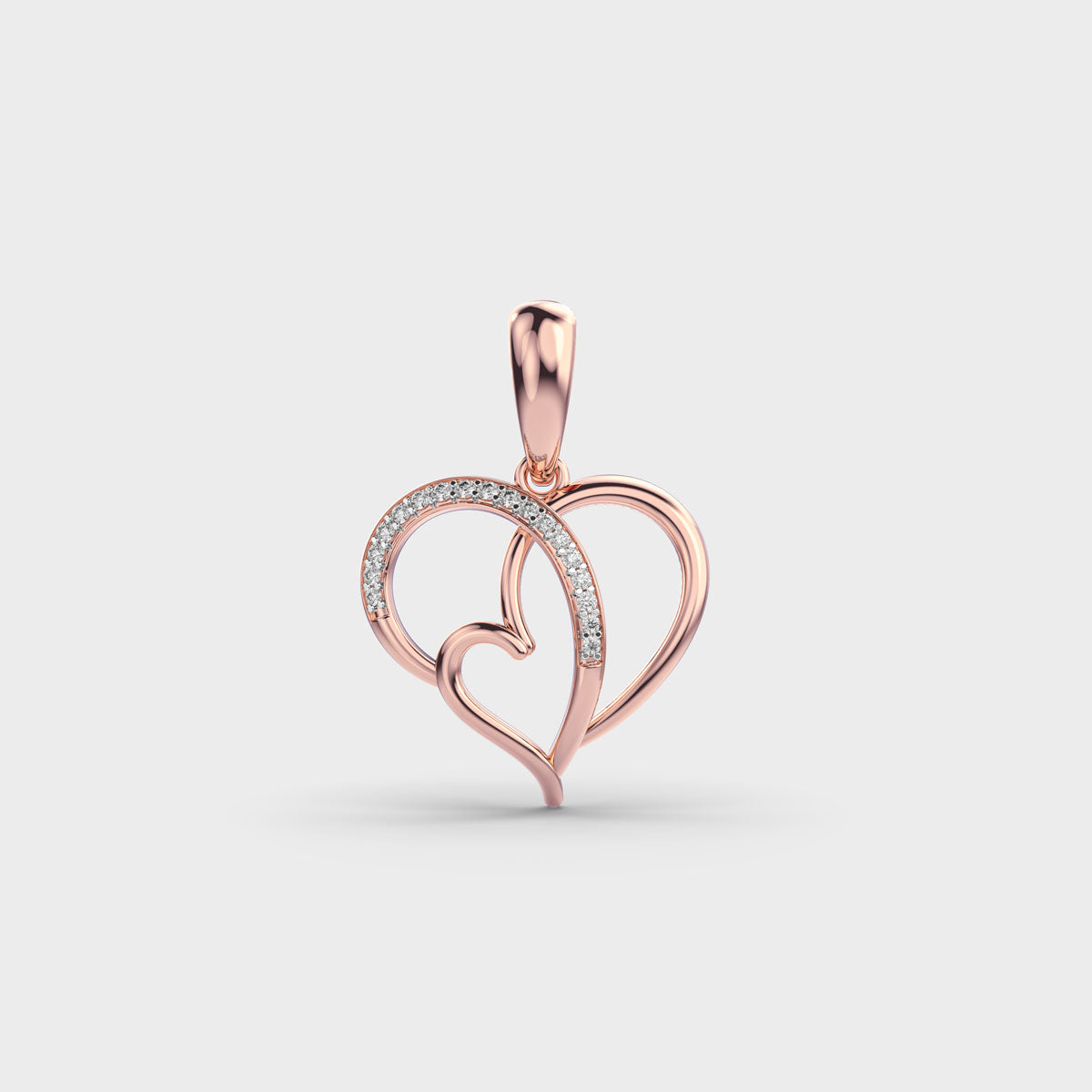 Love and Heart Diamond Pendant (Without Chain)