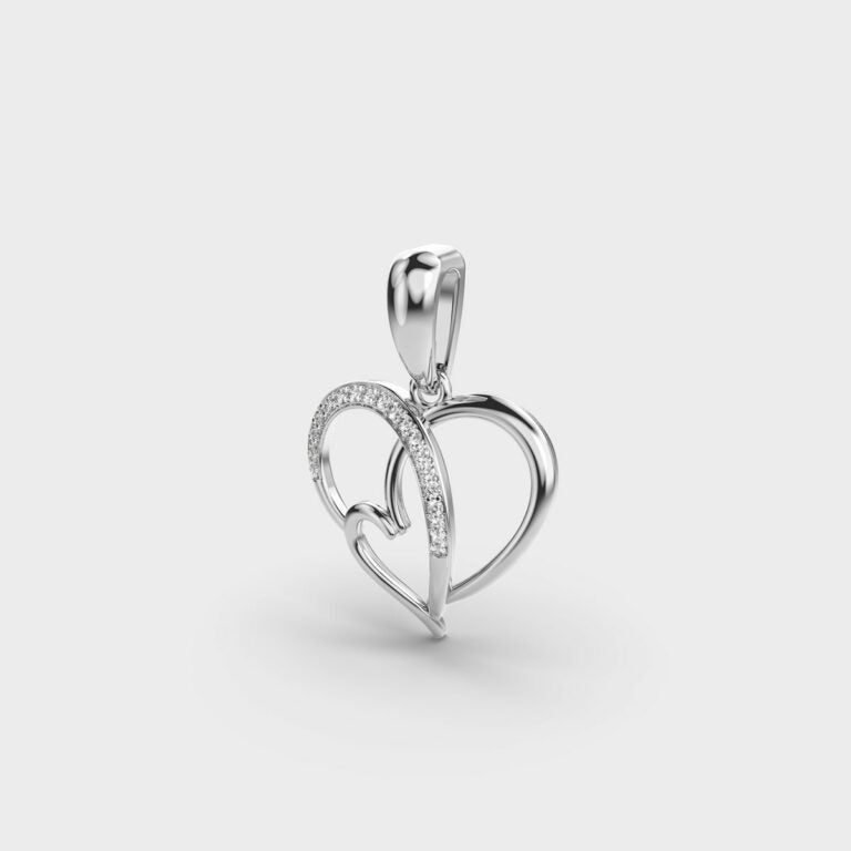 Love and Heart Diamond Pendant (Without Chain)