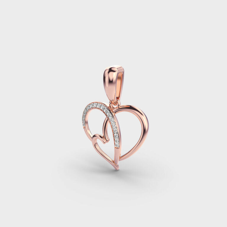 Love and Heart Diamond Pendant (Without Chain)
