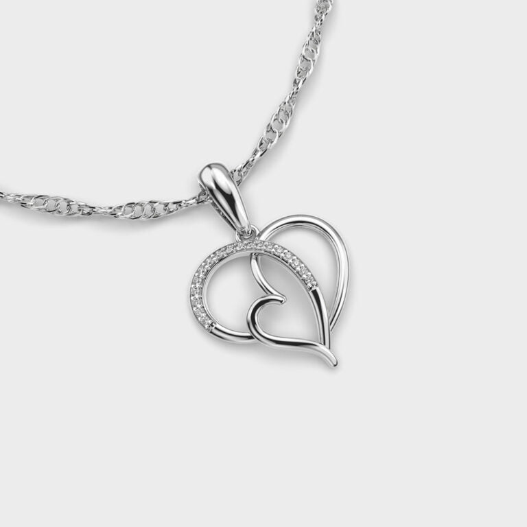 Love and Heart Diamond Pendant (Without Chain)