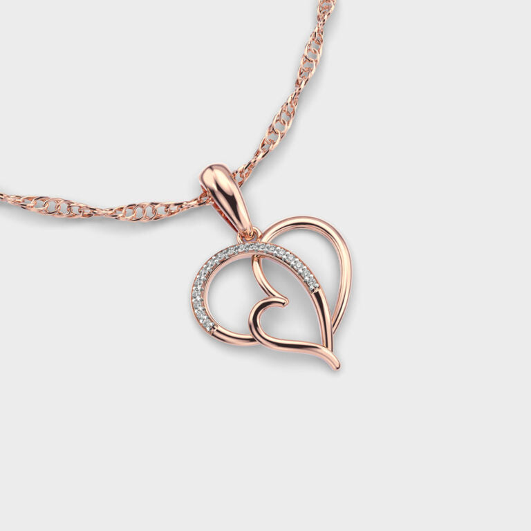 Love and Heart Diamond Pendant (Without Chain)