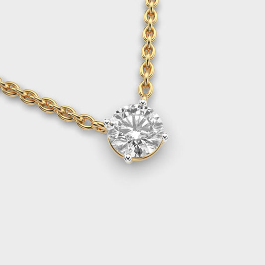 1 Carat Classic Round Solitaire Link Pendant(With Chain)
