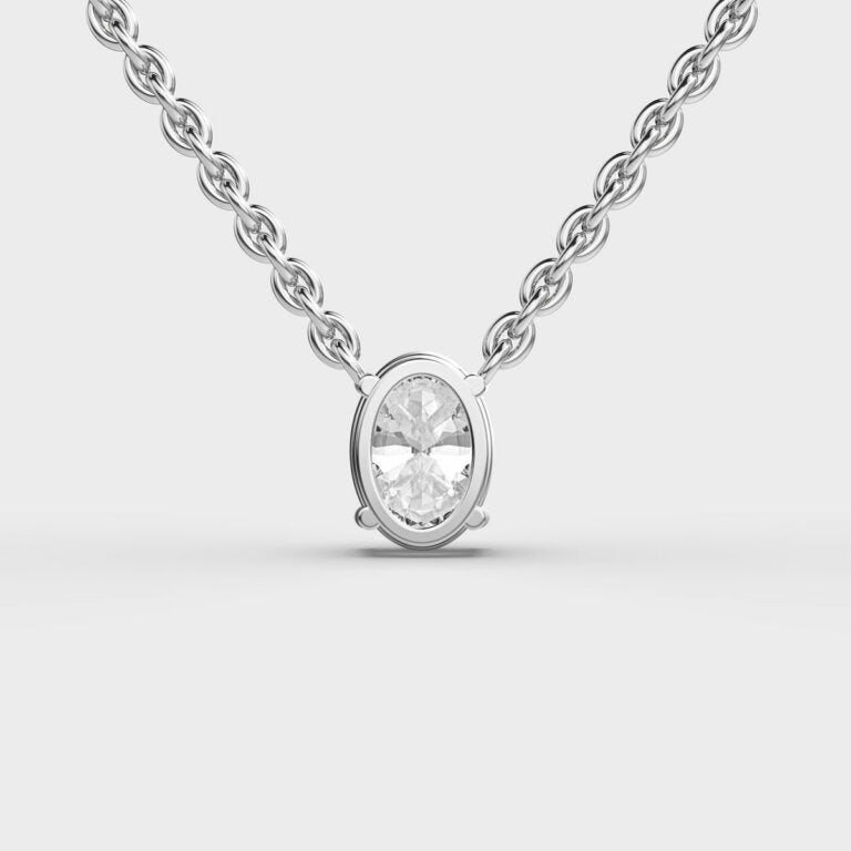 1 Carat Classic Oval Solitaire Pendant(With Chain)