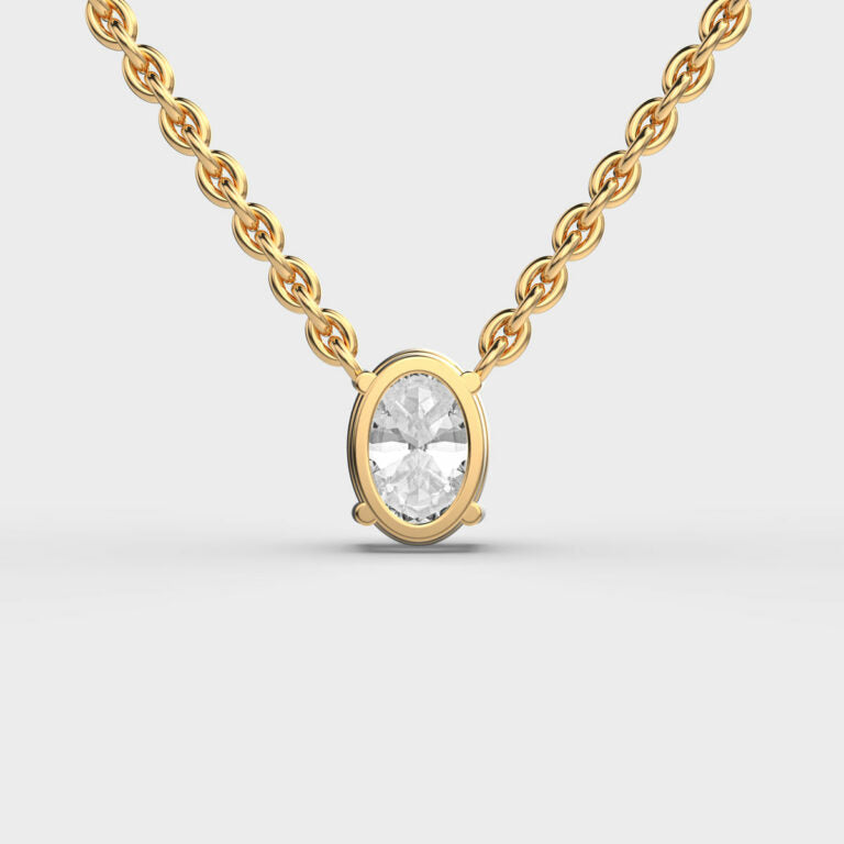 1 Carat Classic Oval Solitaire Pendant(With Chain)