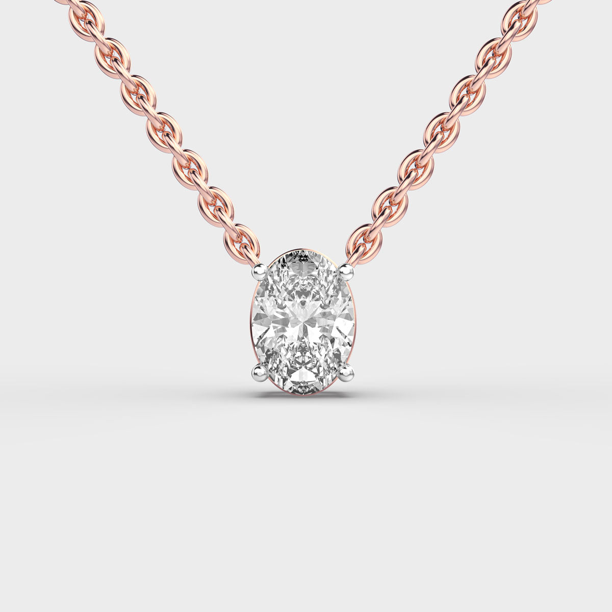 1 Carat Classic Oval Solitaire Pendant(With Chain)
