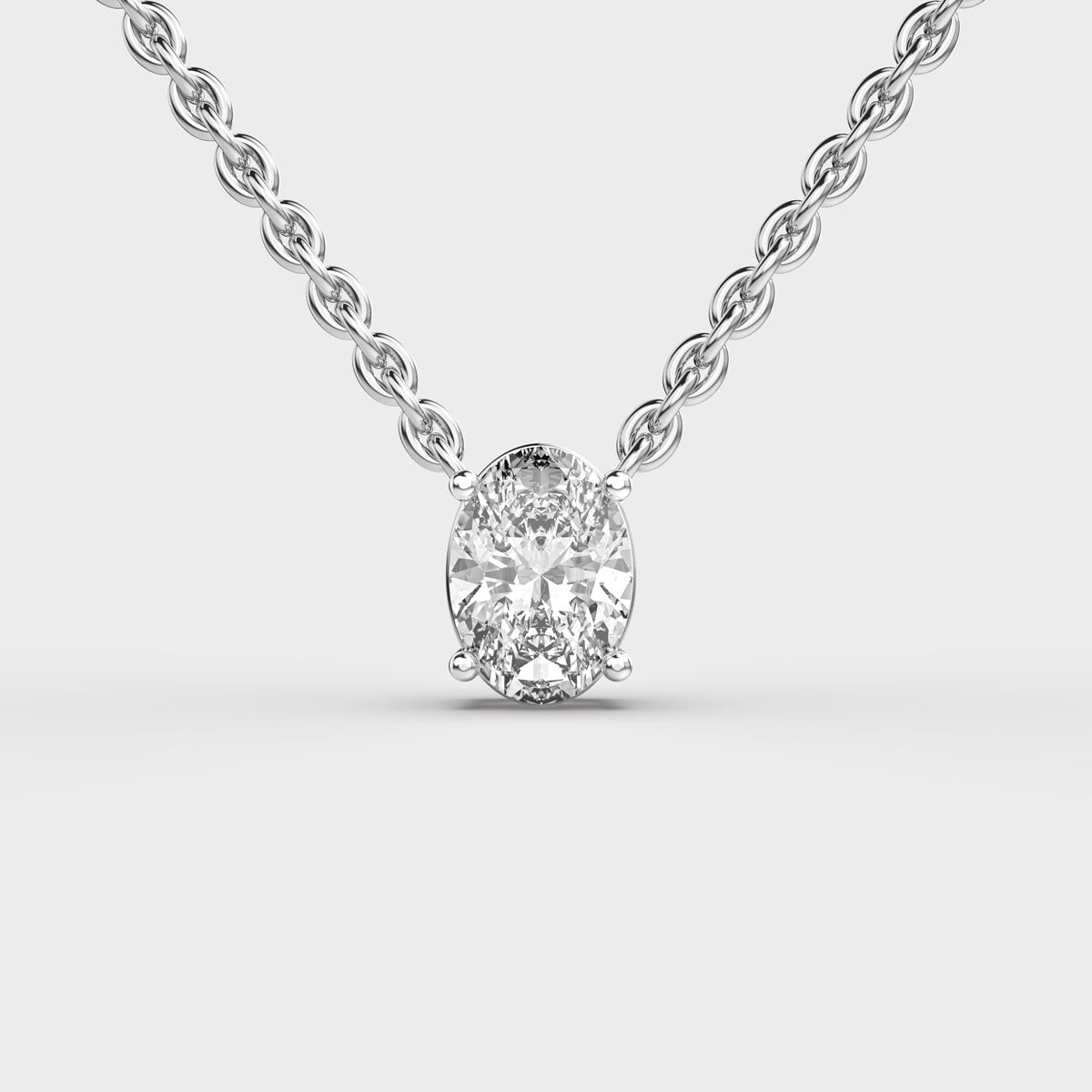 1 Carat Classic Oval Solitaire Pendant(With Chain)