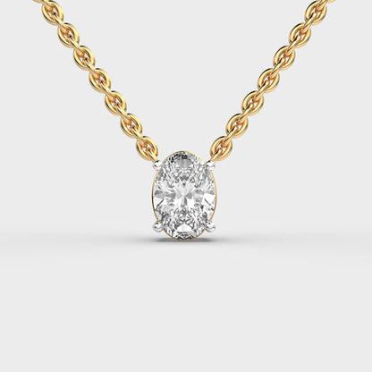 1 Carat Classic Oval Solitaire Pendant(With Chain)