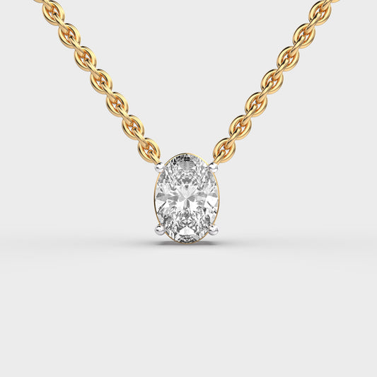 1 Carat Classic Oval Solitaire Pendant(With Chain)
