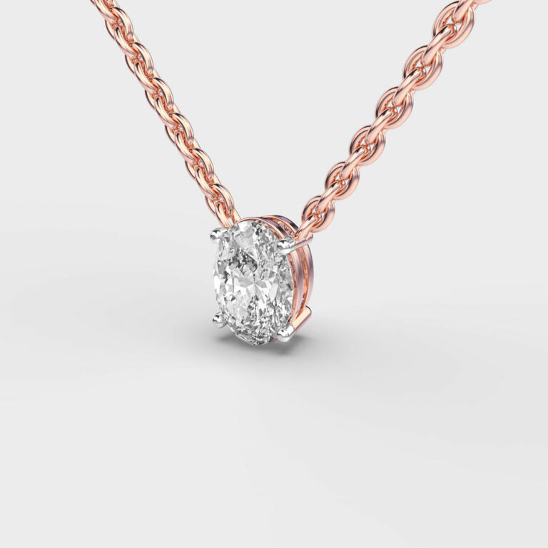 1 Carat Classic Oval Solitaire Pendant(With Chain)