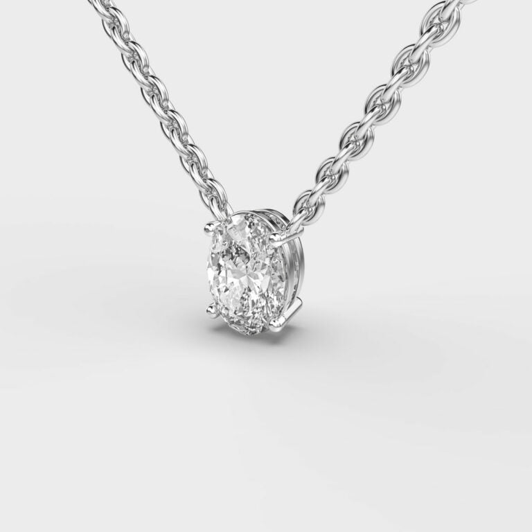 1 Carat Classic Oval Solitaire Pendant(With Chain)