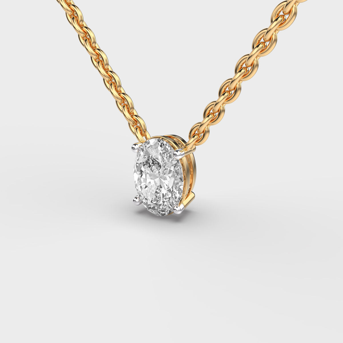 1 Carat Classic Oval Solitaire Pendant(With Chain)