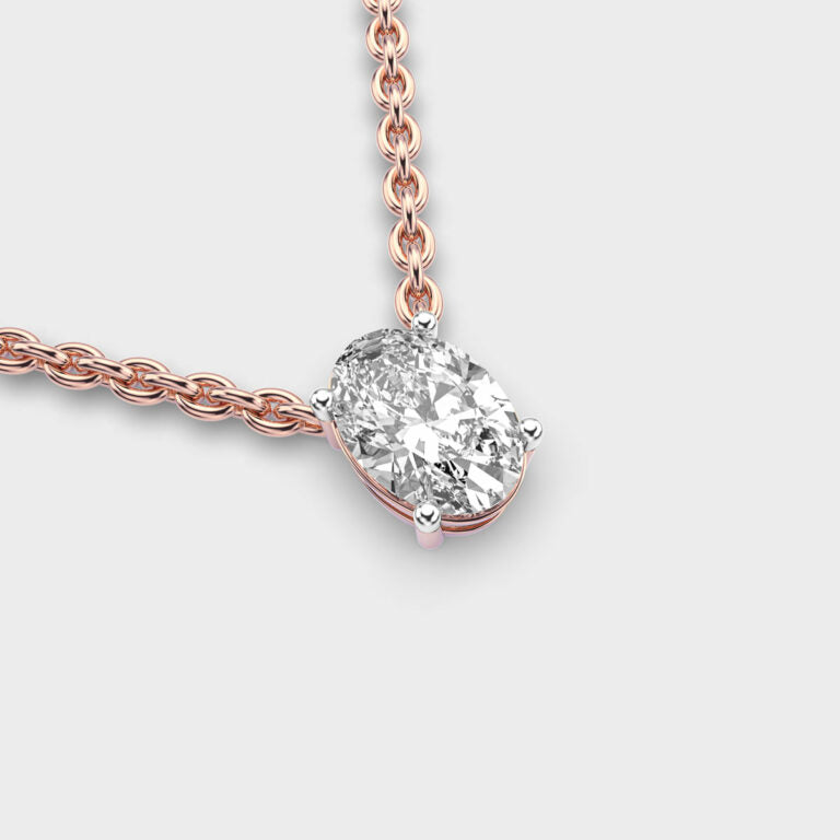 1 Carat Classic Oval Solitaire Pendant(With Chain)