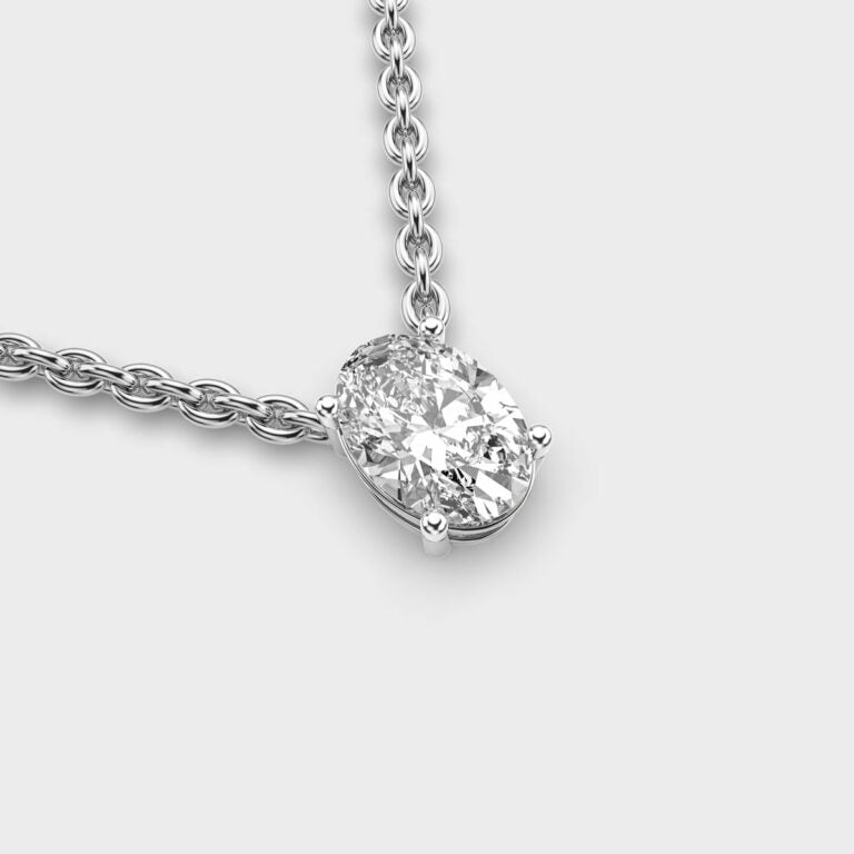 1 Carat Classic Oval Solitaire Pendant(With Chain)