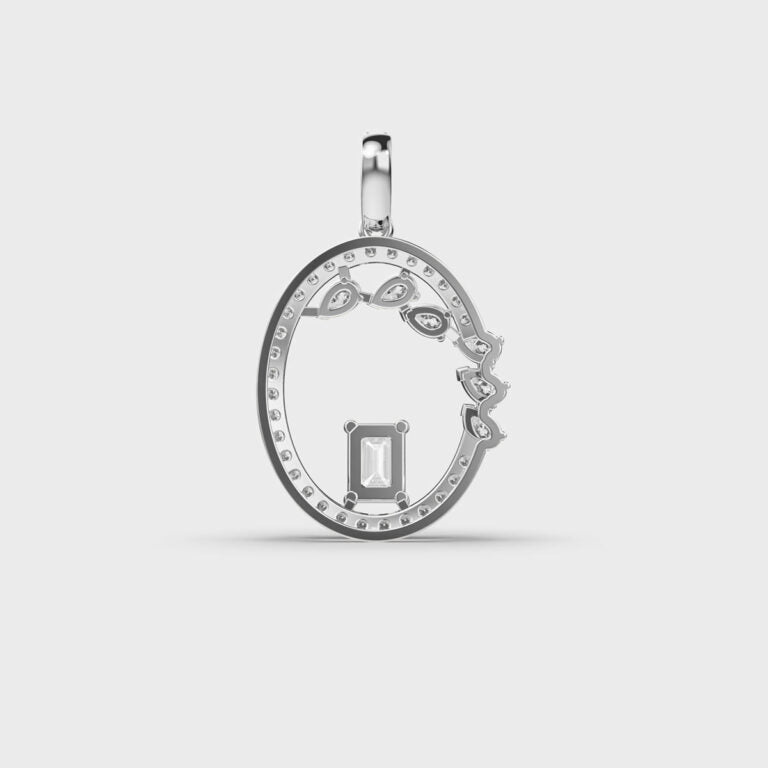 Modern Ovoid Diamond Pendant (Without Chain)