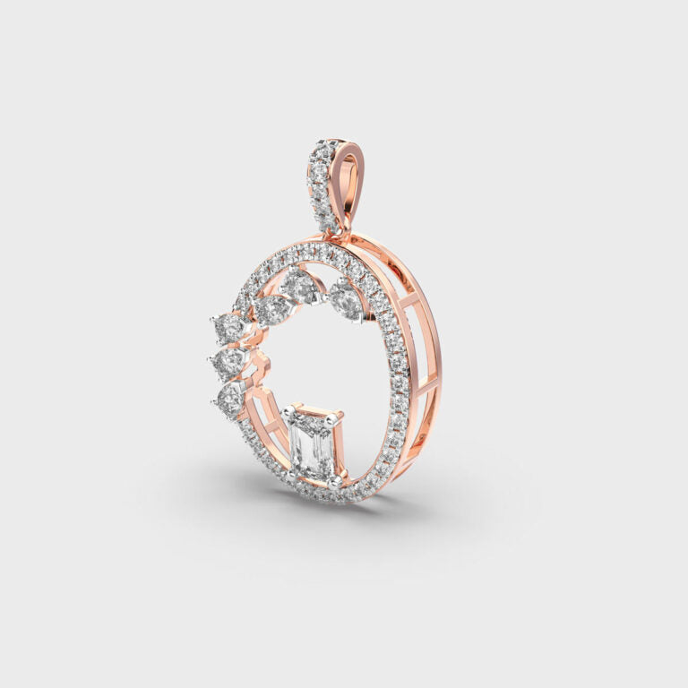 Modern Ovoid Diamond Pendant (Without Chain)
