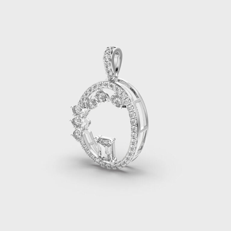 Modern Ovoid Diamond Pendant (Without Chain)