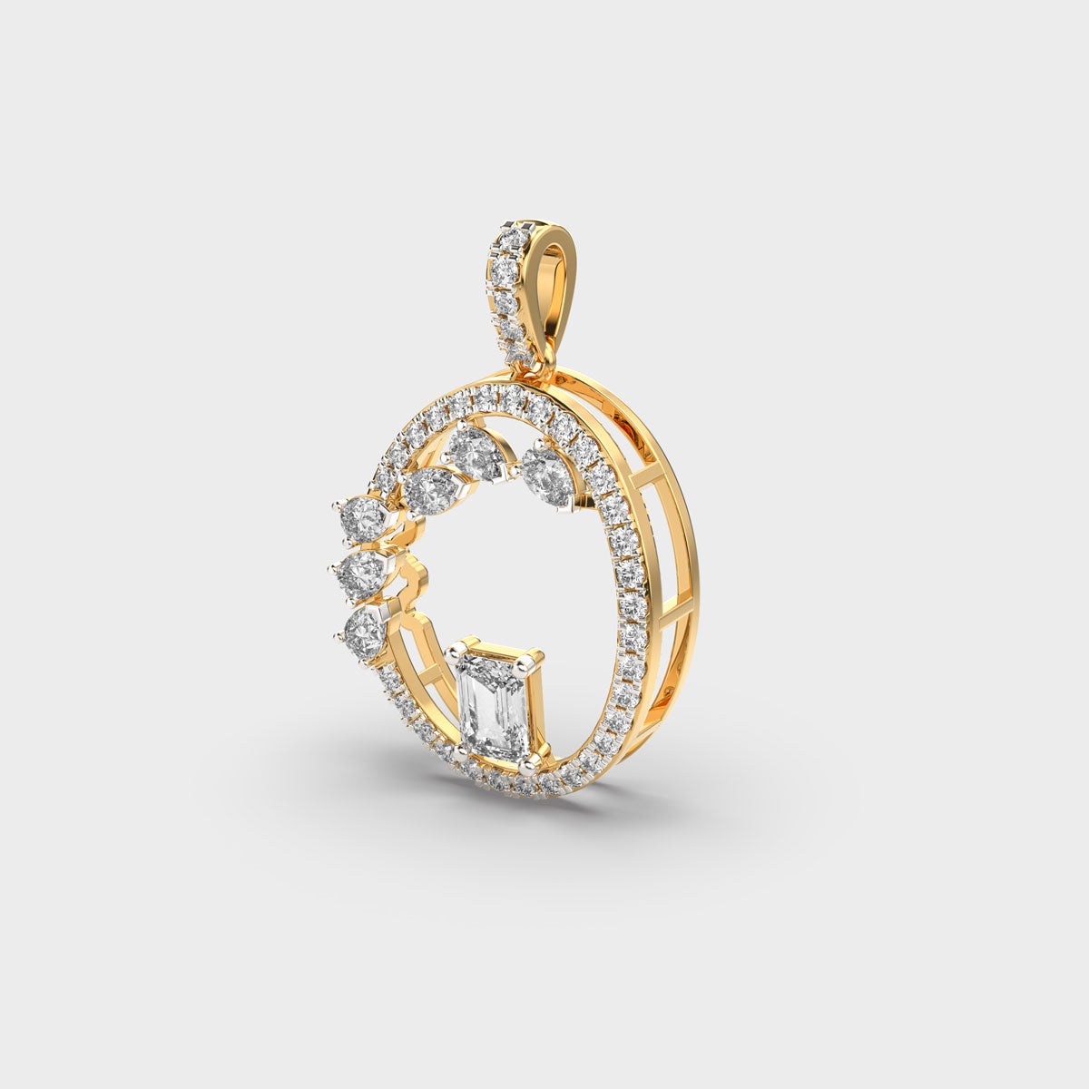 Modern Ovoid Diamond Pendant (Without Chain)