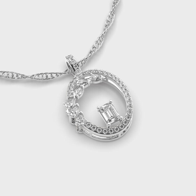 Modern Ovoid Diamond Pendant (Without Chain)
