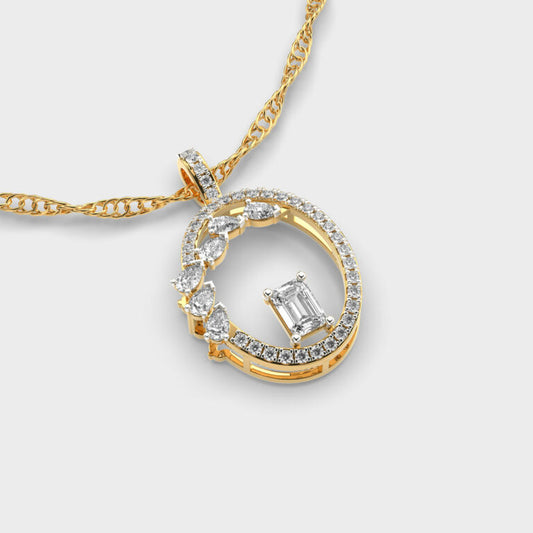 Modern Ovoid Diamond Pendant (Without Chain)