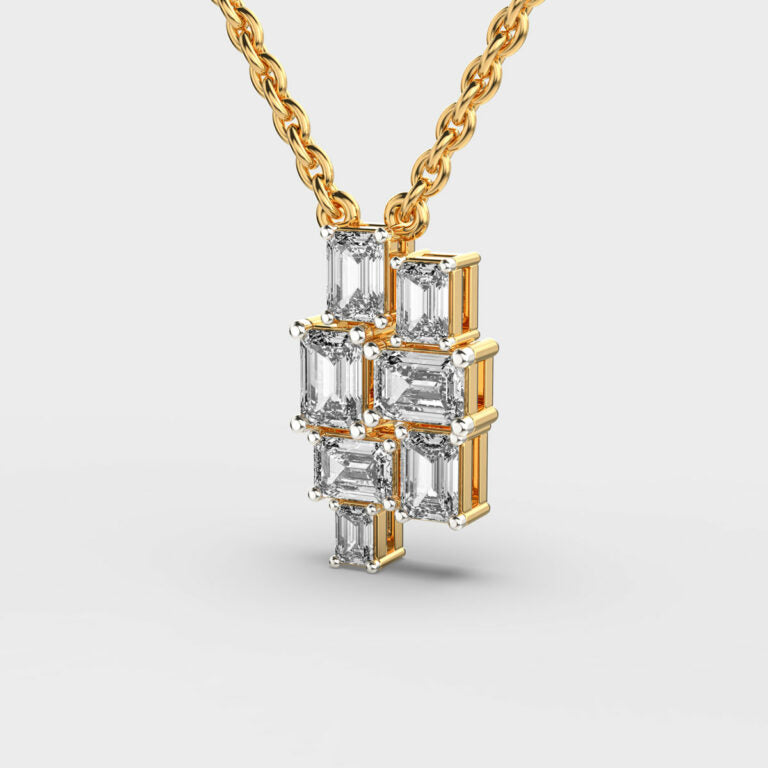 Cluttered Sparkle Diamond Pendant (With Chain)